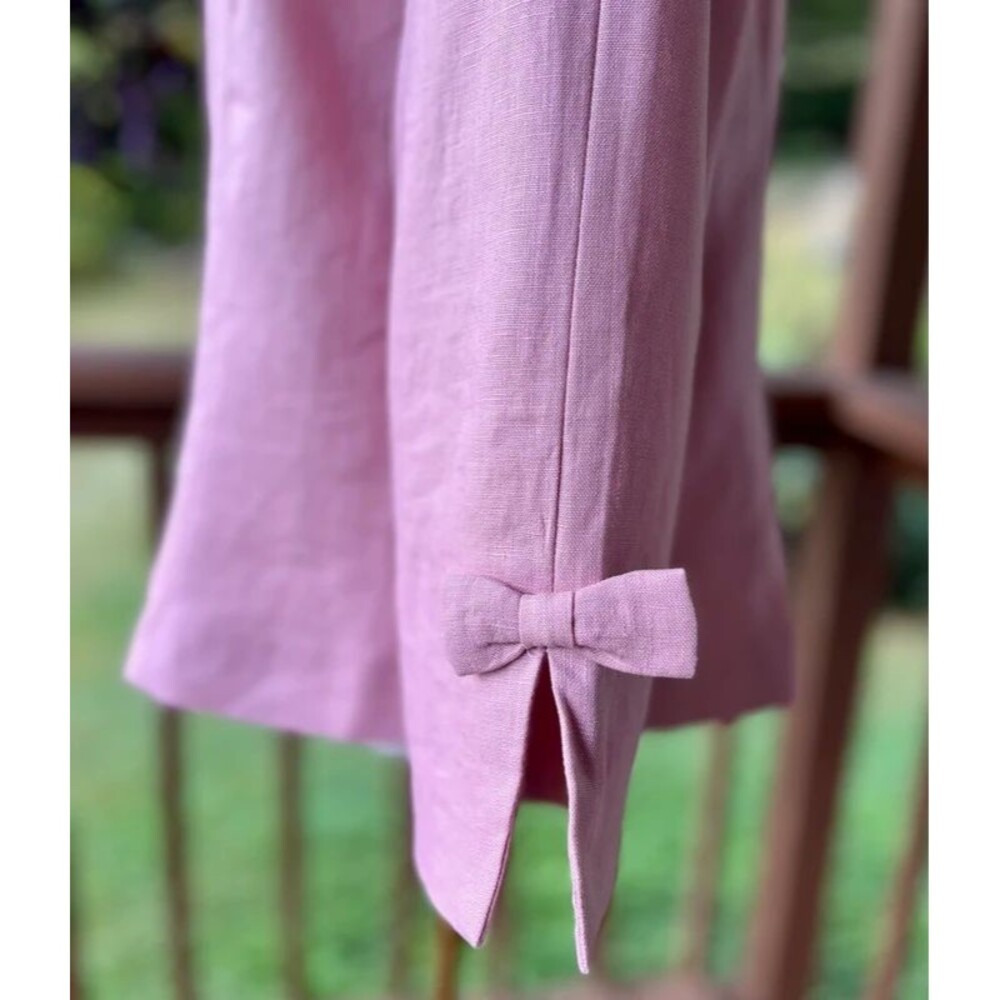 Lintico Pink 100% Linen Bow Cuff Jacket Blazer Large NWT - Picture 3 of 9